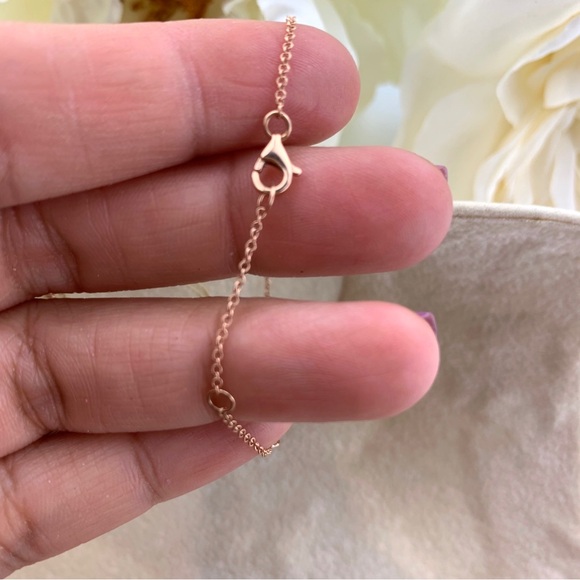 14K Solid Rose Gold Diamond Baguette Bar 16”-18” Adjustable Necklace - Picture 7 of 7